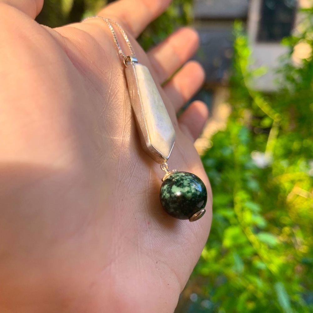 Silver Long Strand Necklace & Pendant